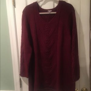 J. Jill cable knit tunic sweater maroon